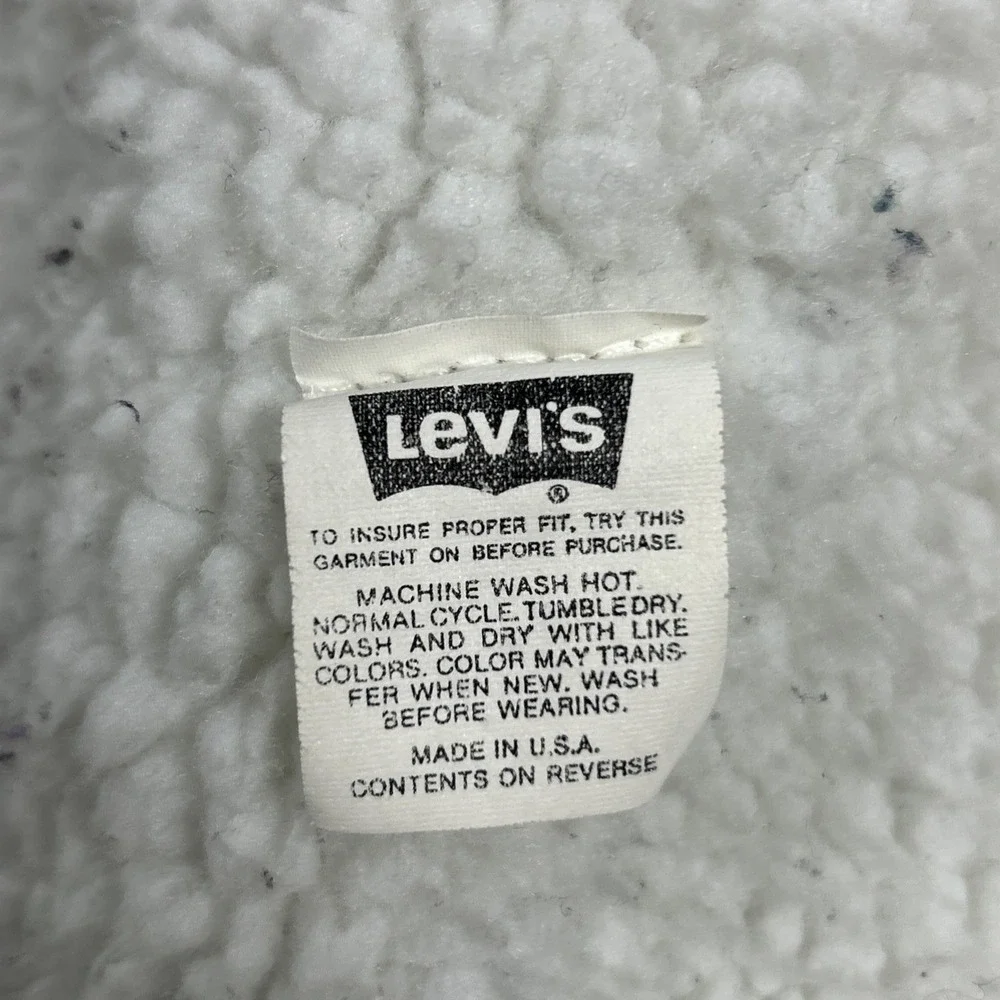 Levis Sherpa Lined Denim Trucker Jacket Mens S Blue Vintage Made in USA 70608